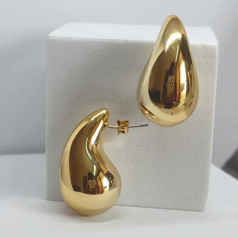 Golden Drop Stud Earrings - Image 3