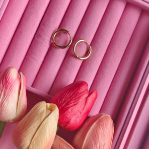 Classic Edged Golden Hoop - 13 mm Small Hoops for Women & Girls ? Lightweight Jewelry