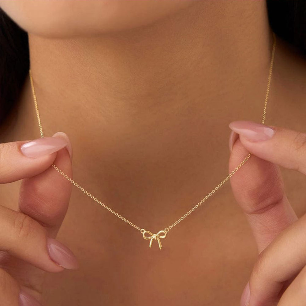 Infinity Necklace for Women Valentine Gift for Girlfriend Bow Necklace Set Stylish Pendant Choker Infinity Chain Adjustable Necklace Jewelry Neck Chain Locket Girls Accessories for Gift