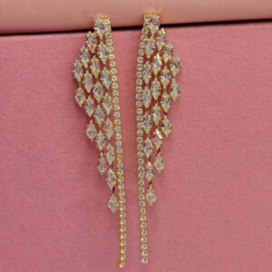 Crystal Tassel Drop Earrings for Women - Brass Long Tassel Dangle Earrings - Statement Party Jewellery - Elegant Evening Earrings - Fashion Crystal Drops